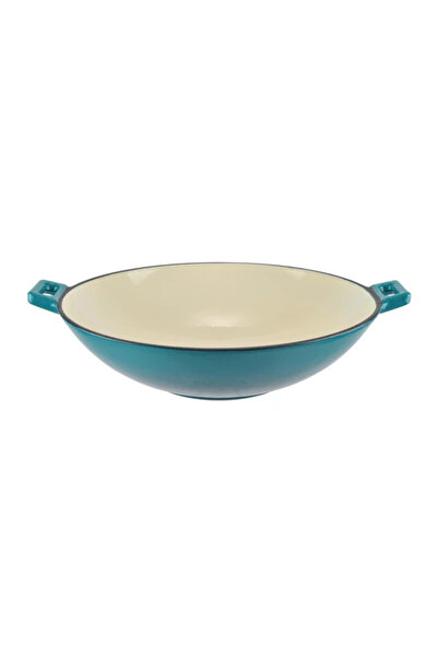 Perfect Home Enameled cast iron wok 37 cm, turquoise – for induction and oven