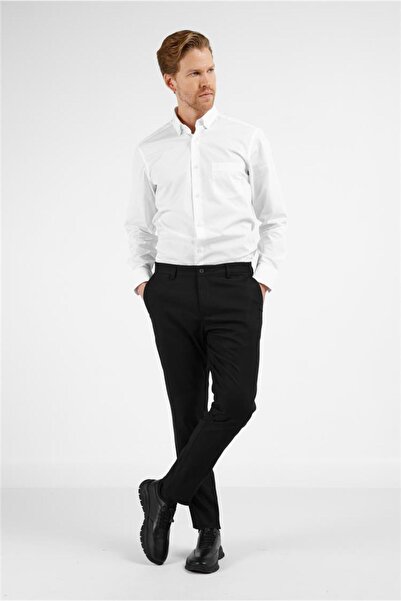 İmza Pantaloni casual chino din bumbac, negri, cu buzunar lateral, croială dr...