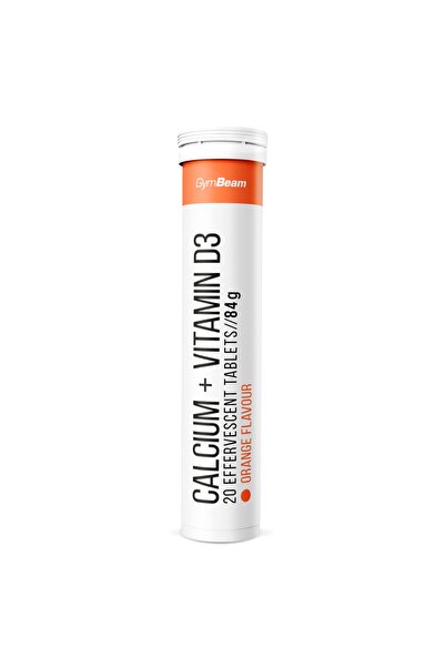 GymBeam Calciu efervescent + Vitamina D3, 20 comprimate, portocaliu