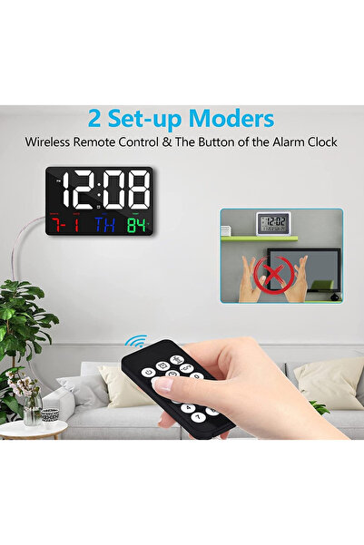 Armasse Dijital Duvar Saati Renkli Uzaktan Kumandalı Hd LED Ekran