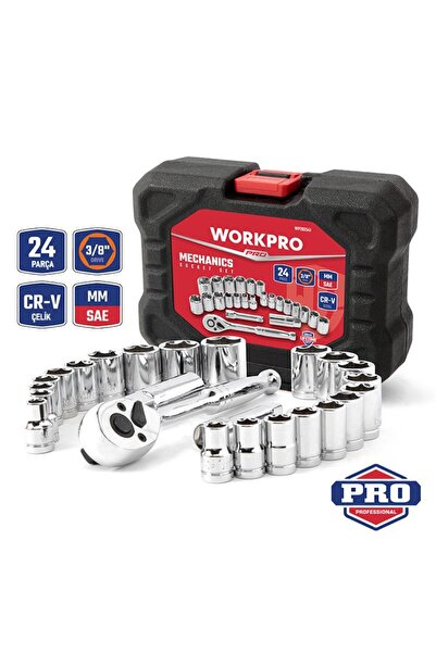 Workpro WP202541 3/8'’ CR-V 24 Parça Metrik/İnç Ağır Hizmet Lokma Takımı