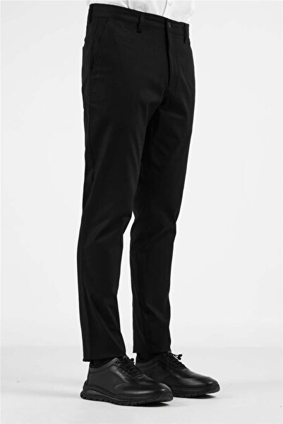 İmza بنطلون كاجوال تشينو بجيوب جانبية سوداء وقصة مستقيمة من القطن مريح 100325...