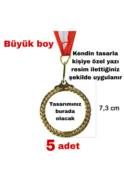 Mugs and love Kişiye özel Büyük boy Kendin tasarla altın madalya 5 adet