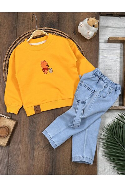 my petit panda Nakış ve Arma Detaylı Likralı Kot Pantolon Mevsimlik Erkek Beb...