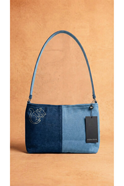 ENZİM JEANS Geantă de umăr din denim pentru femei, geantă cu curea din materi...