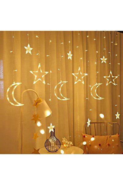 Generic Ramadan string lights, 3.5m x 1.5m LED star and moon design, with 8 f...
