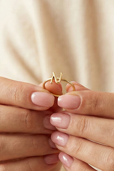 Fiyonk Kuyumculuk 14 Ayar Altın Kişiye Özel Tasarım İsim veya Harf Yüzük 1 Ha...