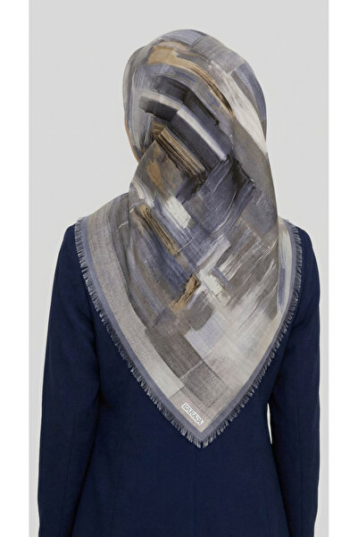 Karaca Eşarp ΜΑΛΛΙΝΟ ΚΑΣΚΟΛΟ ΜΕ ΑΦΗΡΗΜΕΝΟ ΣΧΕΔΙΟ - ΓΚΡΙ / ΙΝΔΙΓΚΟ