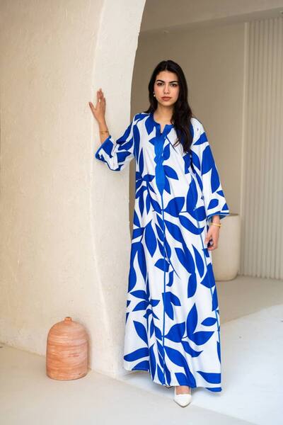 AFandina Colorful Breeze Jalabiya: Simple elegance with striking details SM-67