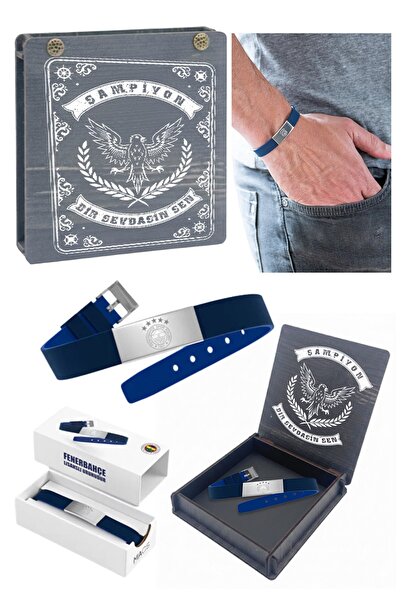 Fenerbahçe Fashion Bold Navy Blue Bracelet with Laser Box Gift