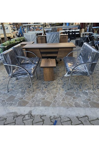 OMF FURNITURE Yönetici Ofis Takımı – Masa + Sehpa + Dolap + Etajer + 2 Sandalye