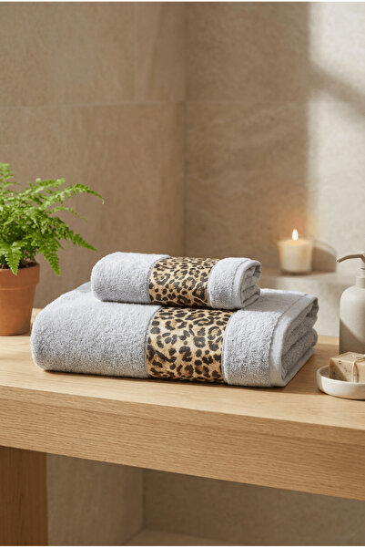 Lucy and Home Set de prosoape de baie cu imprimeu leopard, 100% bumbac