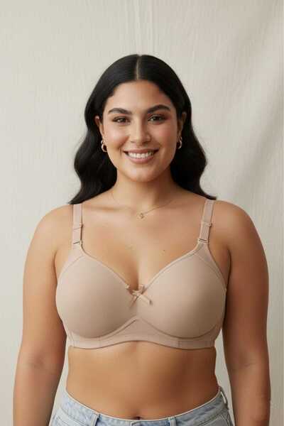 BEST BRA LİNGERİE Ten Large Size C Cup Wireless Gathering Bra - Quality Non-P...