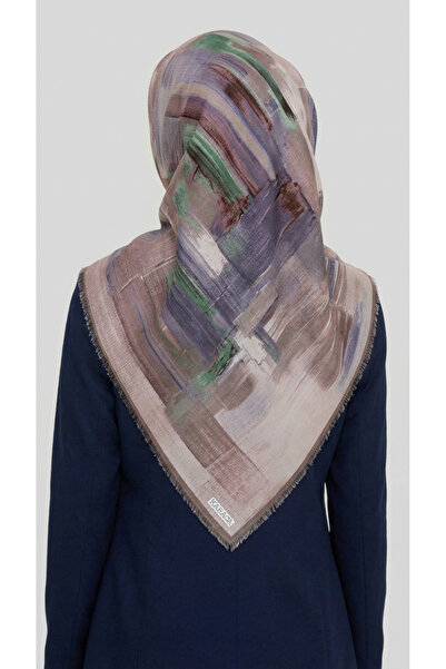 Karaca Eşarp ΜΑΛΛΙΝΟ ΚΑΣΚΟΛΟ ΜΕ ΑΦΗΡΗΜΕΝΟ ΣΧΕΔΙΟ - ΜΠΕΖ / ΛΙΛΑ