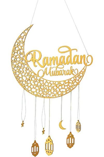 Pomefar Wooden Ramadan Hanging Decorations, Eid Mubarak Hanging Sign Ramadan ...