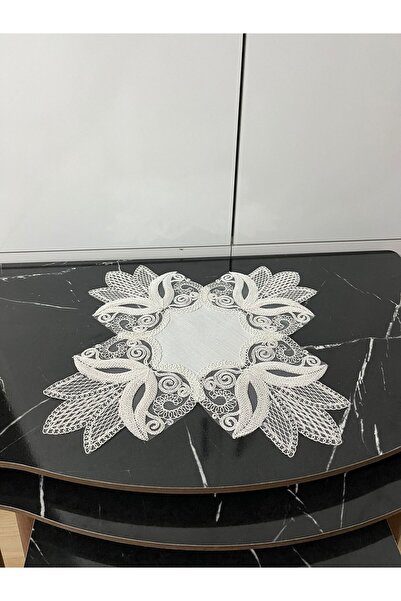 BRL ÇEYİZ HOME غطاء طاولة زيجون فاخر من الدانتيل الفرنسي