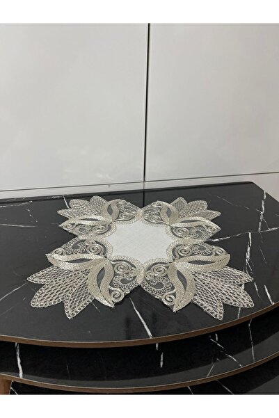 BRL ÇEYİZ HOME غطاء طاولة زيجون فاخر من الدانتيل الفرنسي