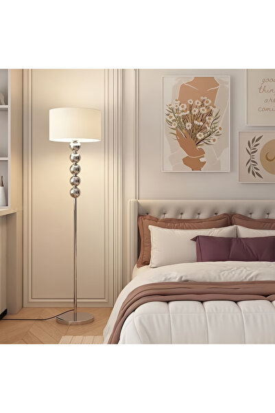 YESMAX Floor Lamp, Iron Stand with Fabric Shade, LED Long floor Light, Perfec...