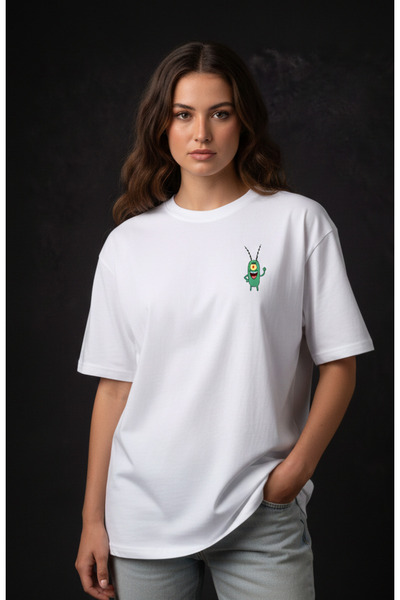 Me&On WEAR تي شيرت مطبوع للجنسين قصة فضفاضة مصنوع من القطن بنسبة 100%، تي شير...