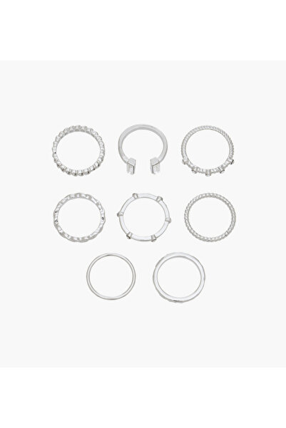 Lifestyle مجموعة خواتم معدنية متنوعة - 8 قطع
