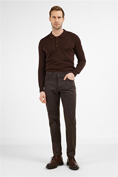 İmza Brown 5-Pocket Casual Slim Fit Cotton 5-Pocket Trousers 1003255173