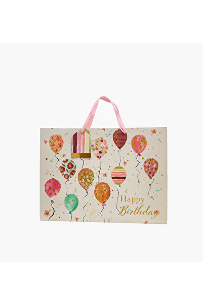 Lifestyle Happy Birthday Balloon Print Paper Gift Bag - Large