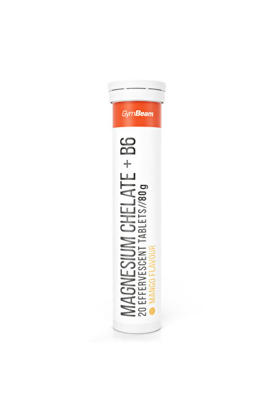 GymBeam Chelat de magneziu + B6 efervescent, 20 de comprimate, mango