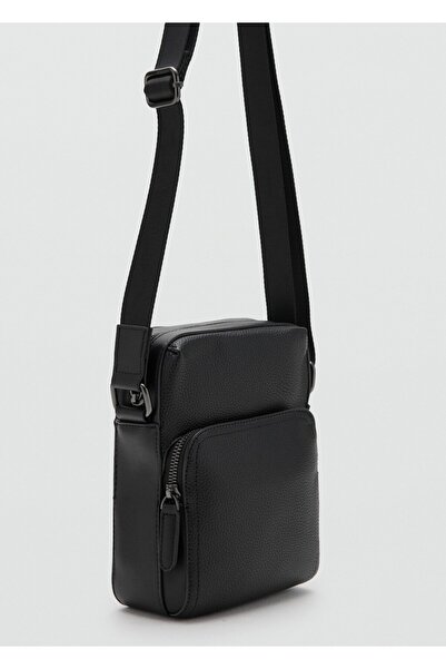 MANGO Man Deri görünümlü omuz çantası