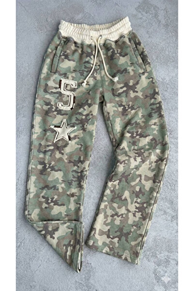 Gofeel Kamuflaj Desenli 5 Star Nakışlı Unisex Eşofman Altı