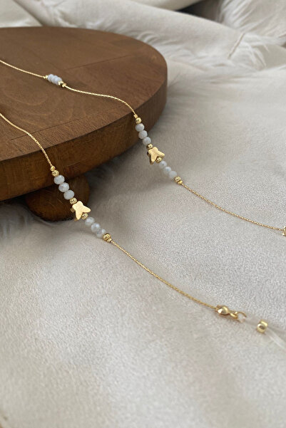 SAVETTE سلسلة نظارات بتصميم خاص مع شكل فراشة من الكريستال الأبيض، إكسسوار هدي...