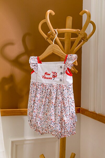 Babydola Poplin Fabric Baby Romper with Straps and Snap Buttons at the Bottom
