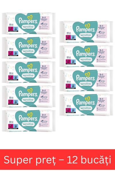 Pampers ȘERVEȚELE UMEDE SENSITIVE PROTECT (52 BUC) x9