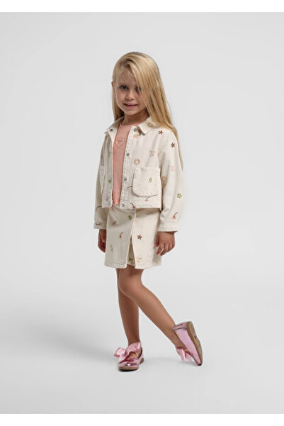 Escabel Kız Bebek Çicek Baskılı Şort Etek 1-5 Yaş Krem