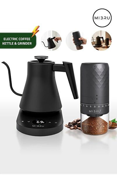 MIBRU غلاية قهوة كهربائية V60 مع مطحنة قهوة كهربائية