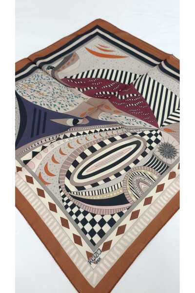 Bilmar Eșarfă din voal de mătase cu model, bandană, eșarfă elegantă 50 X 50 Cm