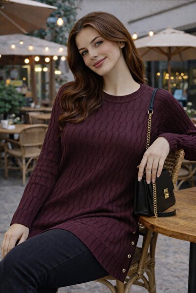 Fresh&Moda Women's Mercerized Slit Young Mother Seasonal Sweater