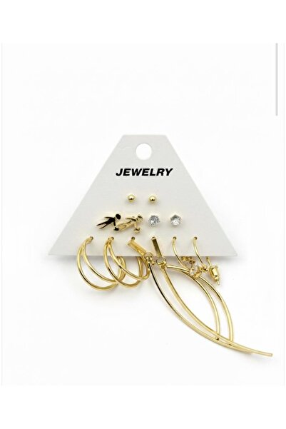 stainless steell Gold Color 12 Pcs (6 Pairs) Stainless Steel Earring Set 19