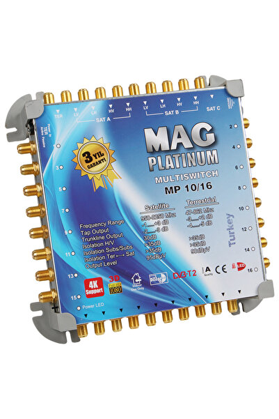 MAG Platinum MP 10/16 Multiswitch - 10 Giriş 16 Çıkışlı Merkezi Uydu Santrali...