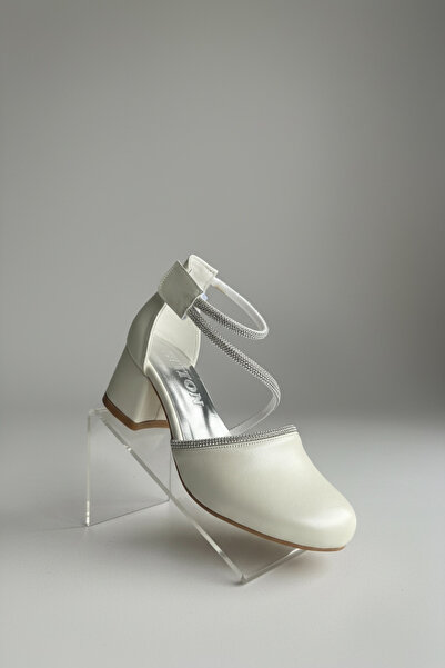 Adım Dünyası Κοριτσίστικα μαύρα δερμάτινα παπούτσια με τακούνι και λουράκια π...