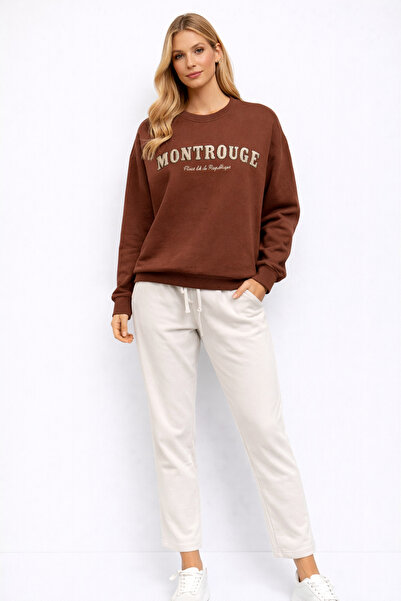 VENA Дамска блуза с бродерия Montrouge 100% памук - кафява