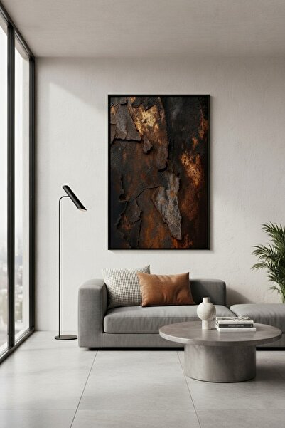 hollywest Lüks Antrasit ve Bakır Tonlu Tasarım | Modern Çerçeveli Tablo