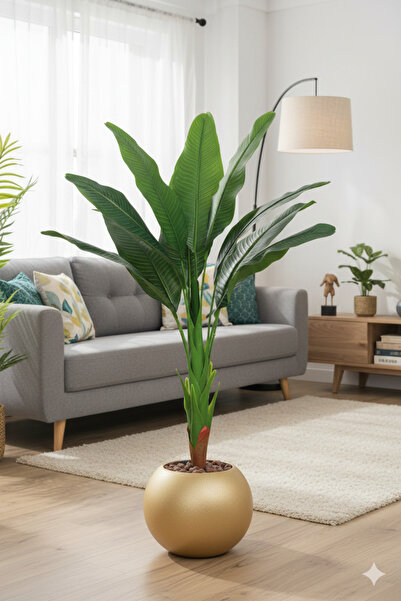 Generic Artificial bird of paradise tree (115 cm tall) in a round plastic pot