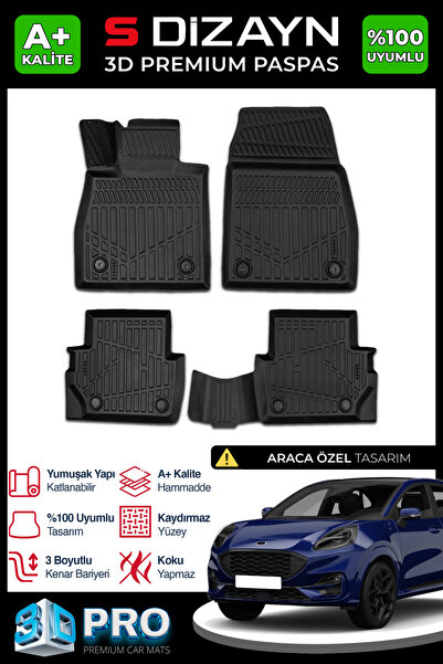 S Dizayn S-Dizayn Ford Puma 3D Pro Havuzlu Paspas 2019 Üzeri A+ Kalite 3DS-SD...