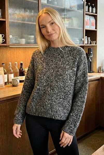 lamea Women's Crew Neck Oversize Knitwear Sweater - Anthracite/Melange