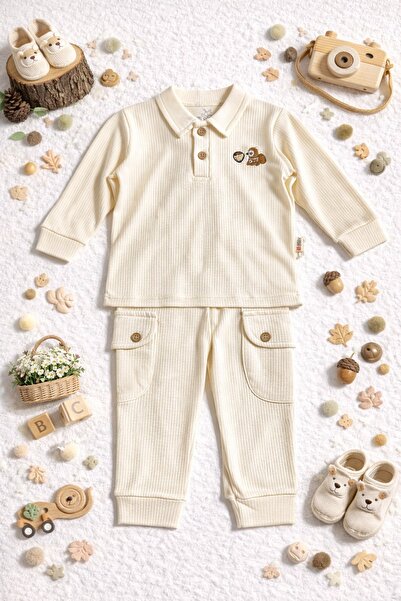 Luna Yakalı Armalı Erkek Bebek 2 Li Takım