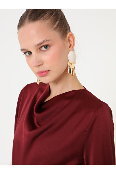 Refka Draped Collar Detailed Dress - Dark Red -