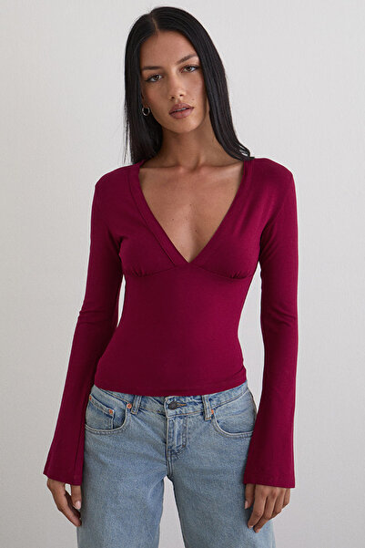 World Fashion Trends Блуза с V-образно деколте и дълъг ръкав