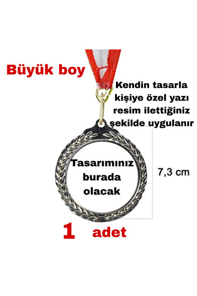 Mugs and love Kişiye özel Büyük boy Kendin tasarla gümüş madalya 1 Adet