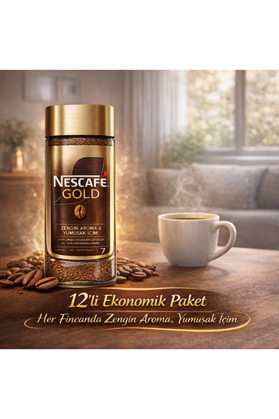 Nescafe Gold 12 Pieces X 100 g Instant Coffee – Rich Aroma, Smooth Taste, Gla...