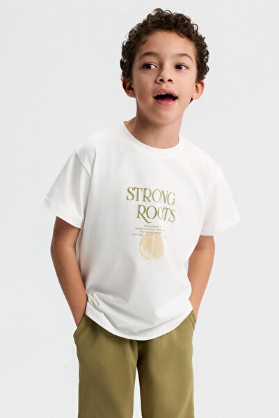NK Boy's Strong Tshirt 4-8 Years Old Ecru-Green